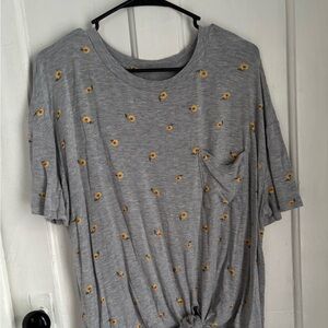 Gray Floral Women's Top